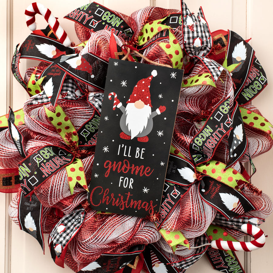 12" Wooden Sign: Glitter Gnome For Christmas
