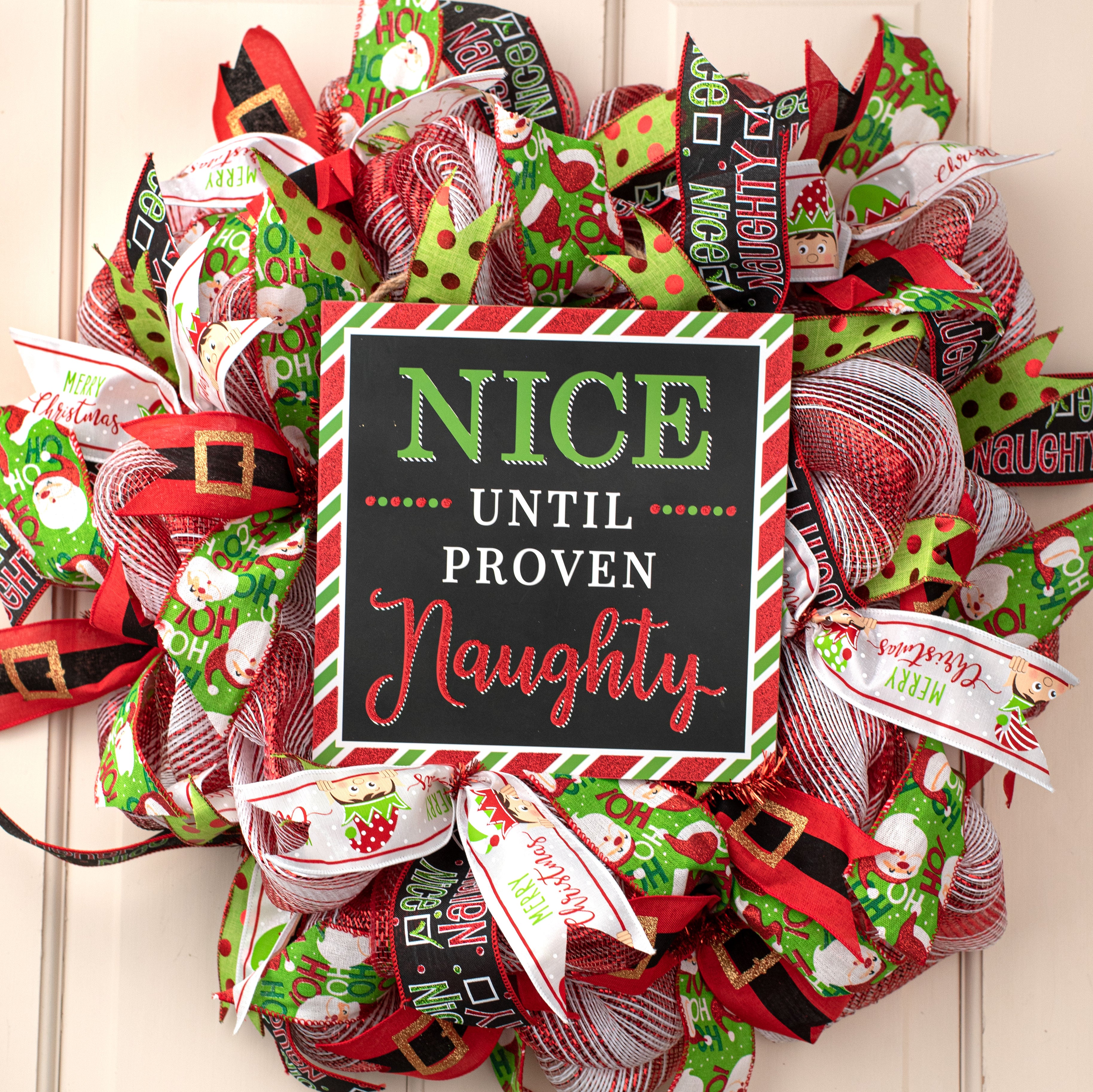 10" Square Wooden Sign: Nice Until Proven Naughty