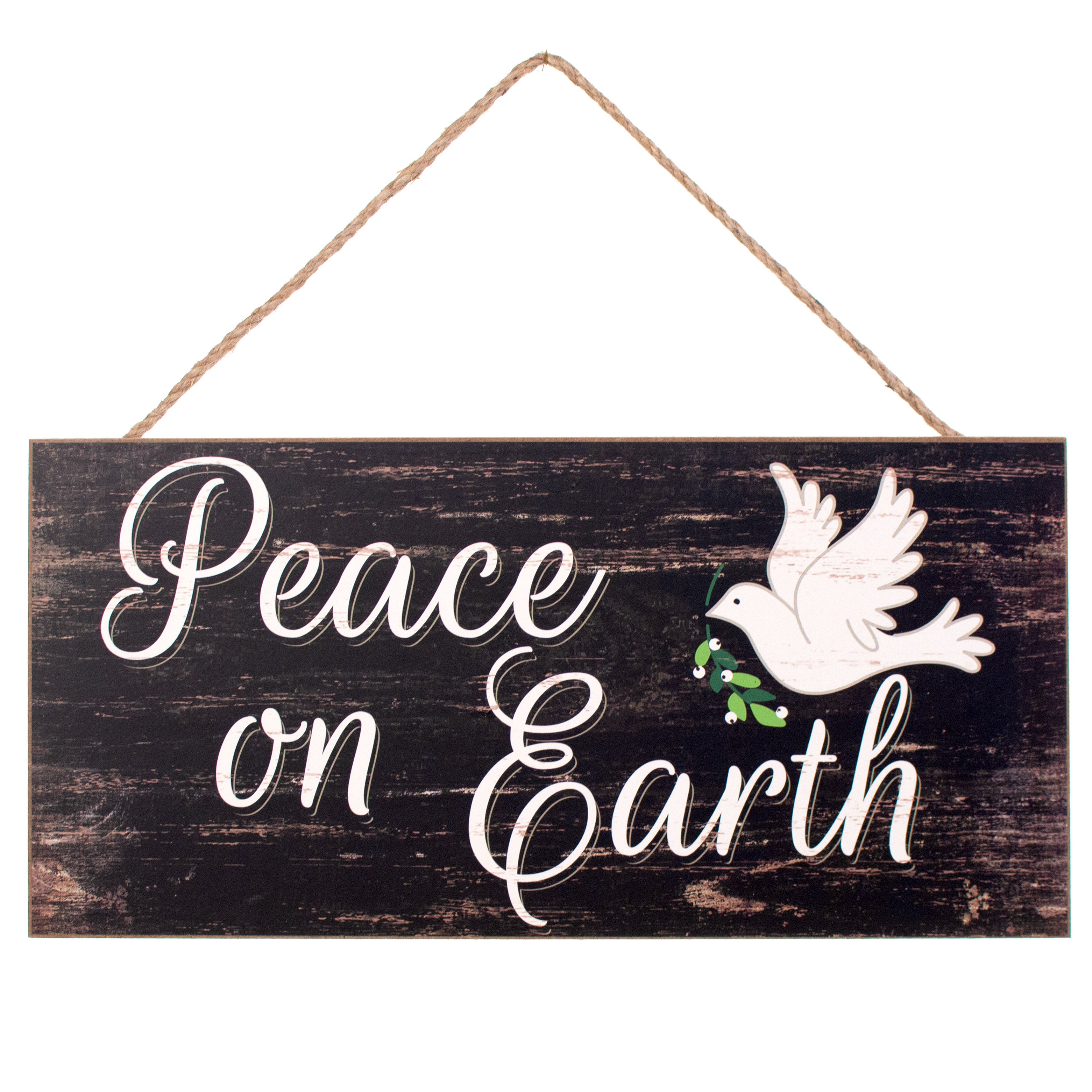 12" Wooden Sign: Peace On Earth Dove