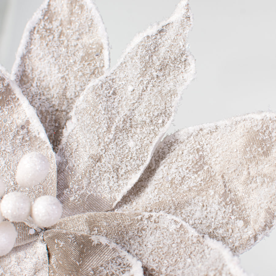 22" Sugar Poinsettia Spray: Taupe