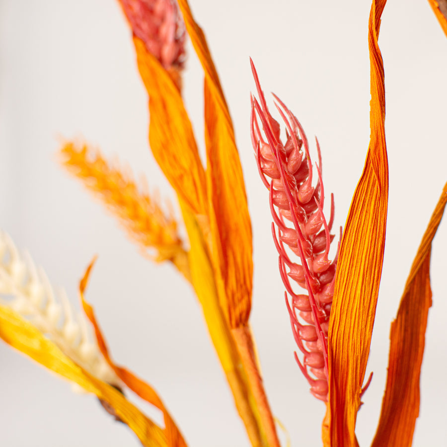 31" Wheat Cornhusk Spray: Orange, Mustard, Cream