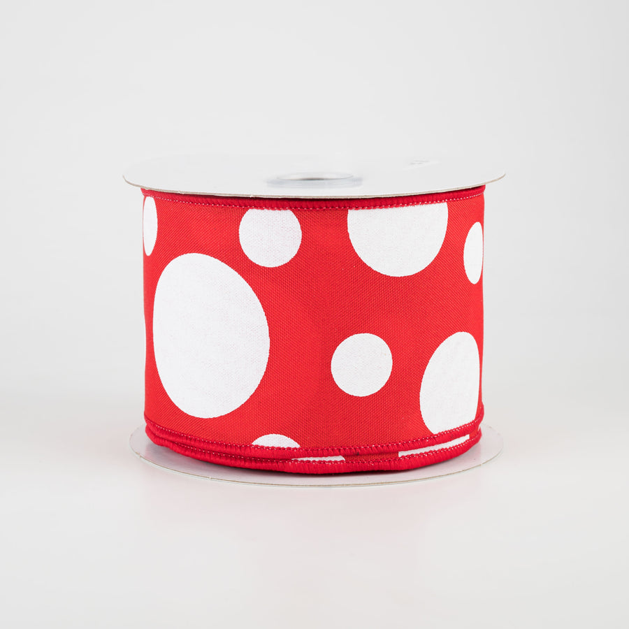 2.5" Giant Three Size Polka Dot Ribbon: Red (10 Yards)