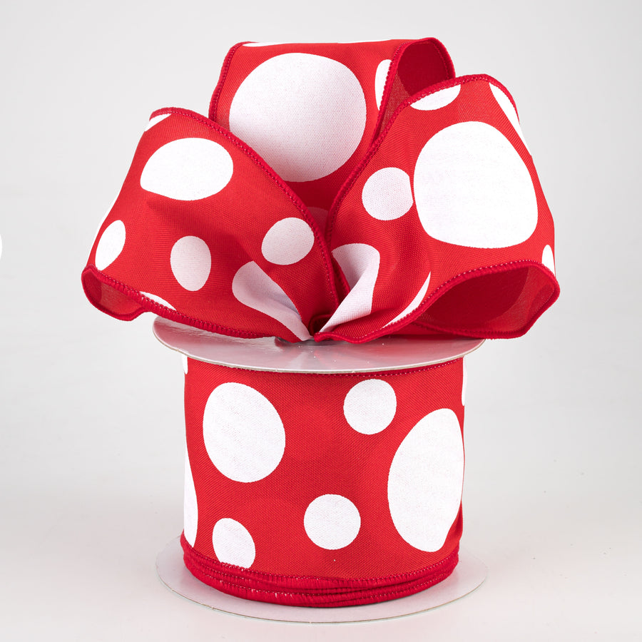 2.5" Giant Three Size Polka Dot Ribbon: Red (10 Yards)