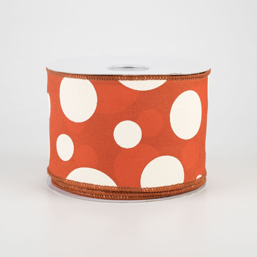 2.5" Giant Three Size Polka Dot Ribbon: Rust & Ivory (10 Yards)