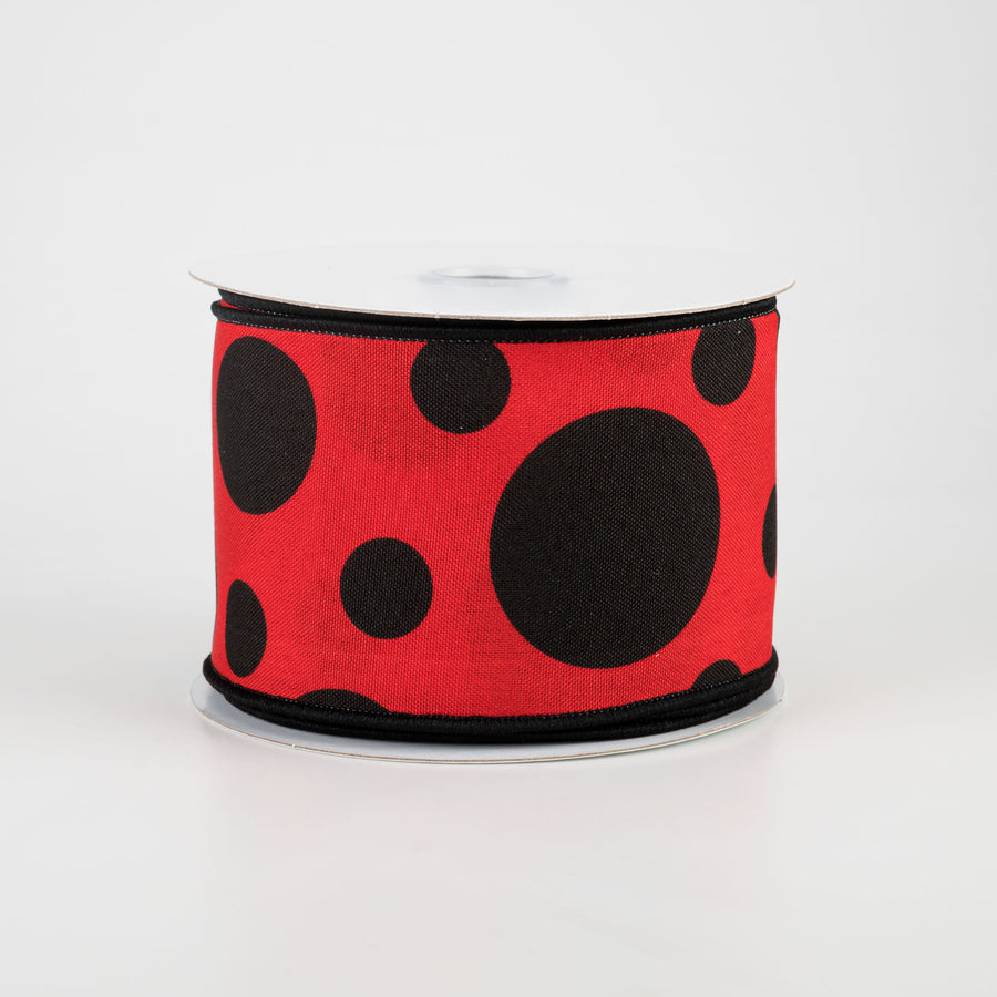2.5" Giant Three Size Polka Dot Ribbon: Red & Black (10 Yards)