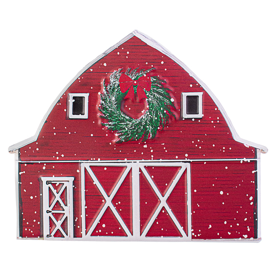 12" Metal Embossed Hanger: Winter Barn