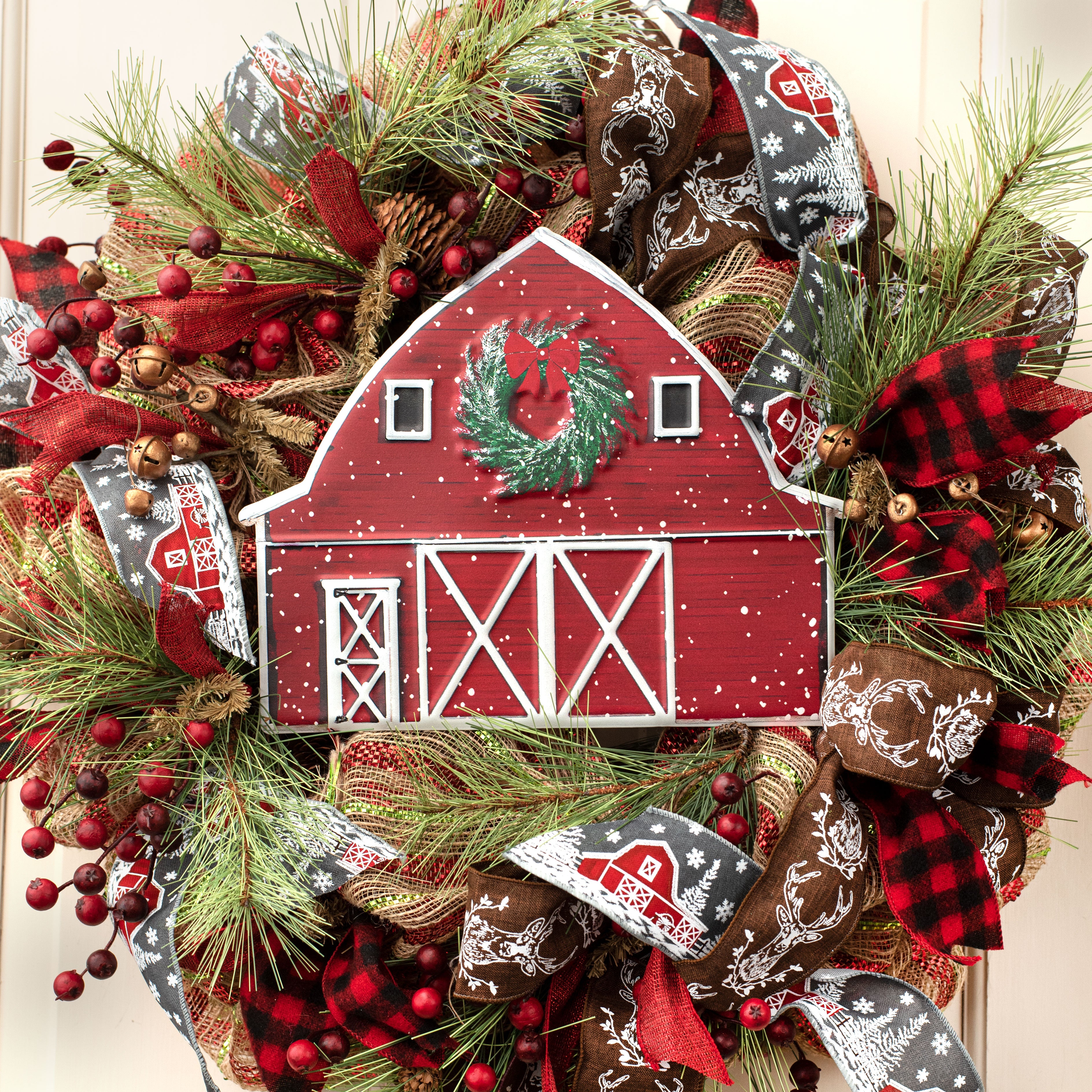 12" Metal Embossed Hanger: Winter Barn