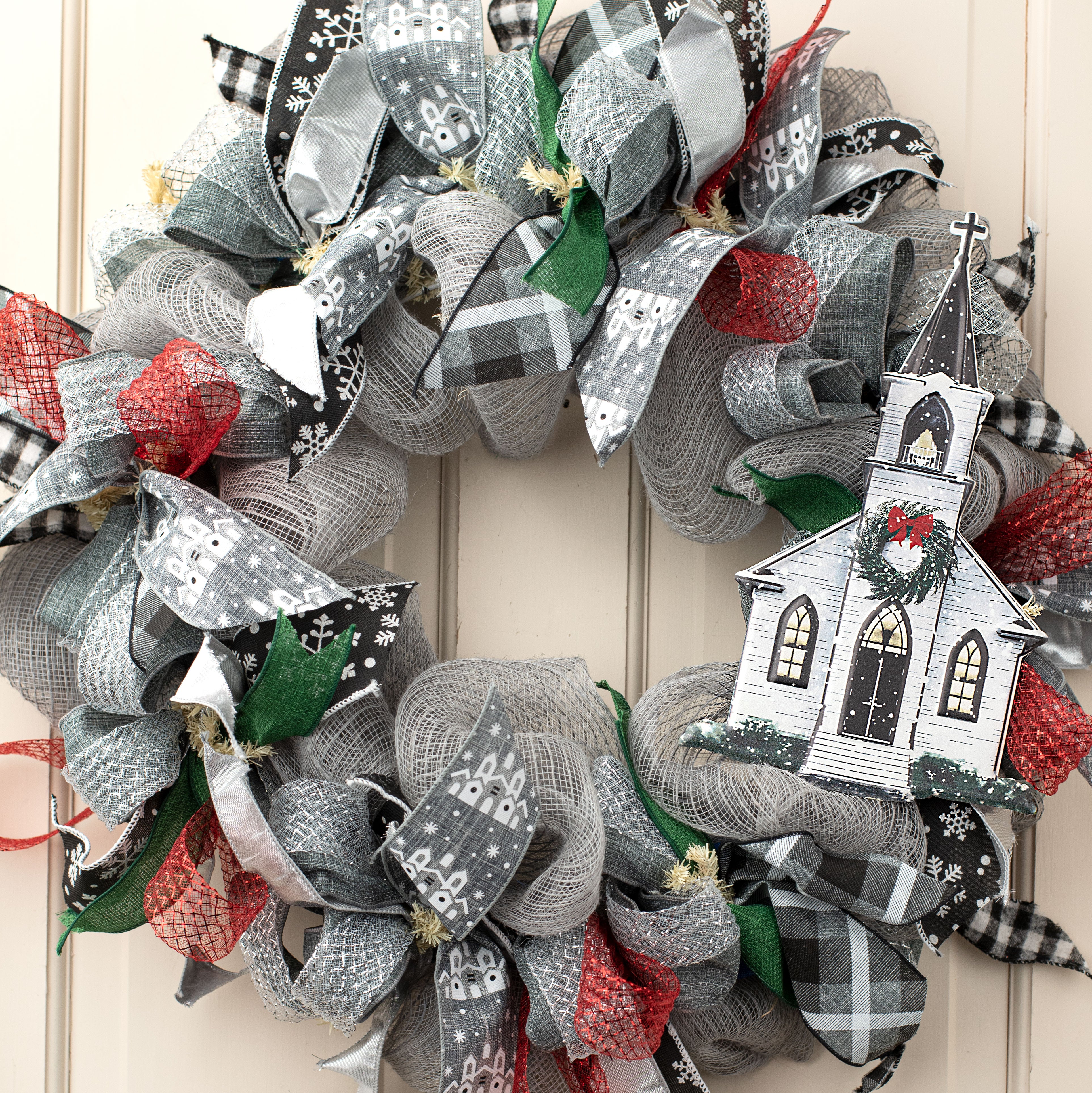 12" Metal Embossed Hanger: Winter Church