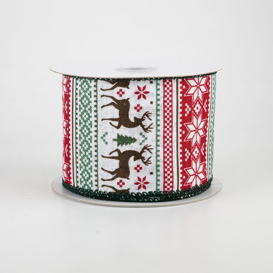 2.5" Sweater Print Ribbon: Black, Hunter Green, Red (10 Yards)