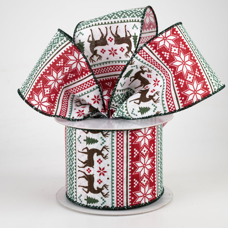 2.5" Sweater Print Ribbon: Black, Hunter Green, Red (10 Yards)