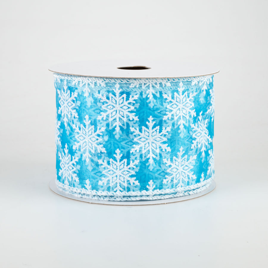 2.5" Glitter Snowflake Sheer Ribbon: Blue (10 Yards)