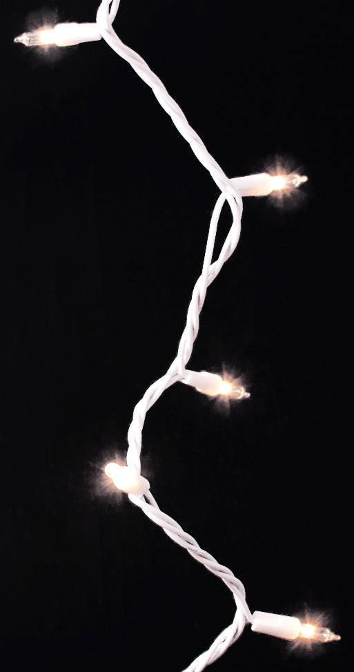 White Light Strand On White Cord: 100-Light