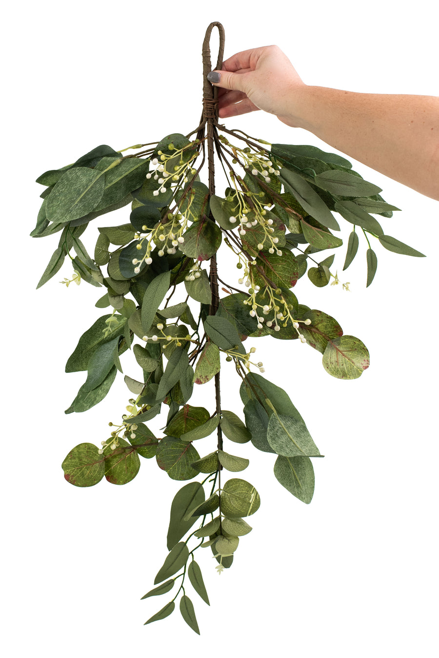 26" Eucalyptus Berry Teardrop: Sage Green