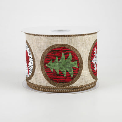 2.5" Holiday Wood Slice Ribbon: Natural (10 Yards)