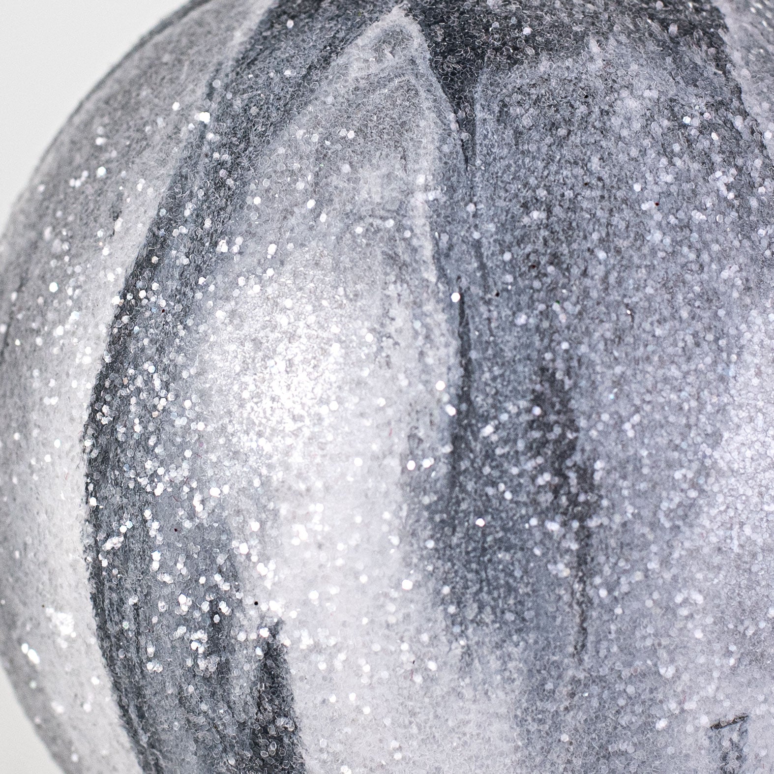100MM Frosted Marble Ball Ornaments: Pewter White (4)