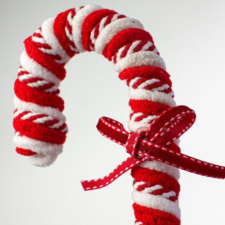 28" Chenille Peppermint Candy Cane Spray