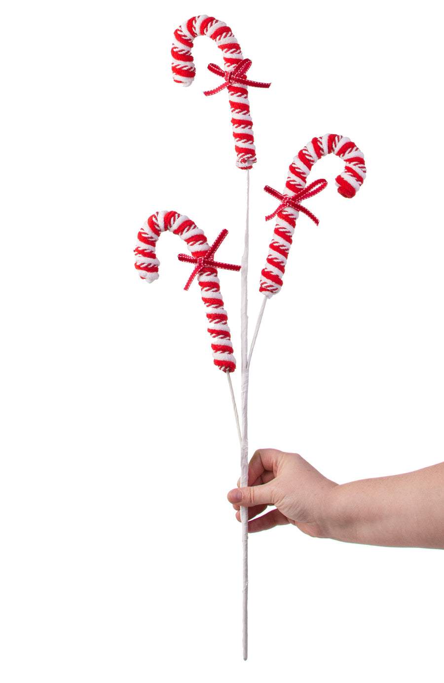 28" Chenille Peppermint Candy Cane Spray