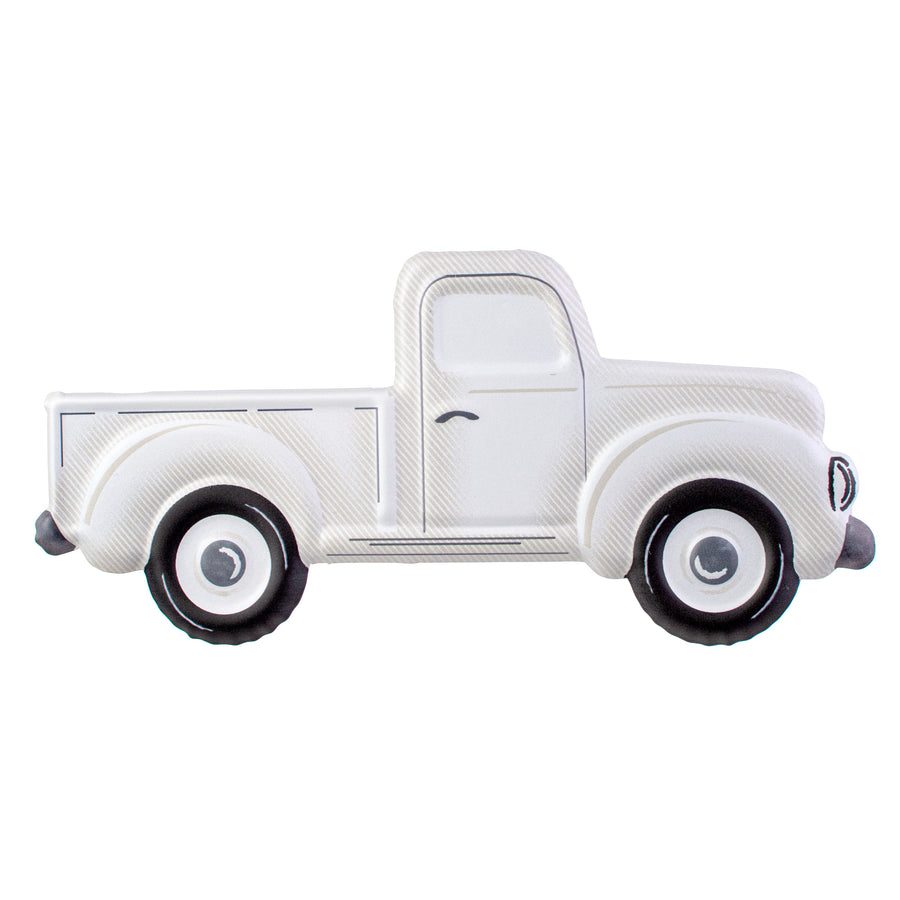 12" Metal Embossed Hanger: White Truck