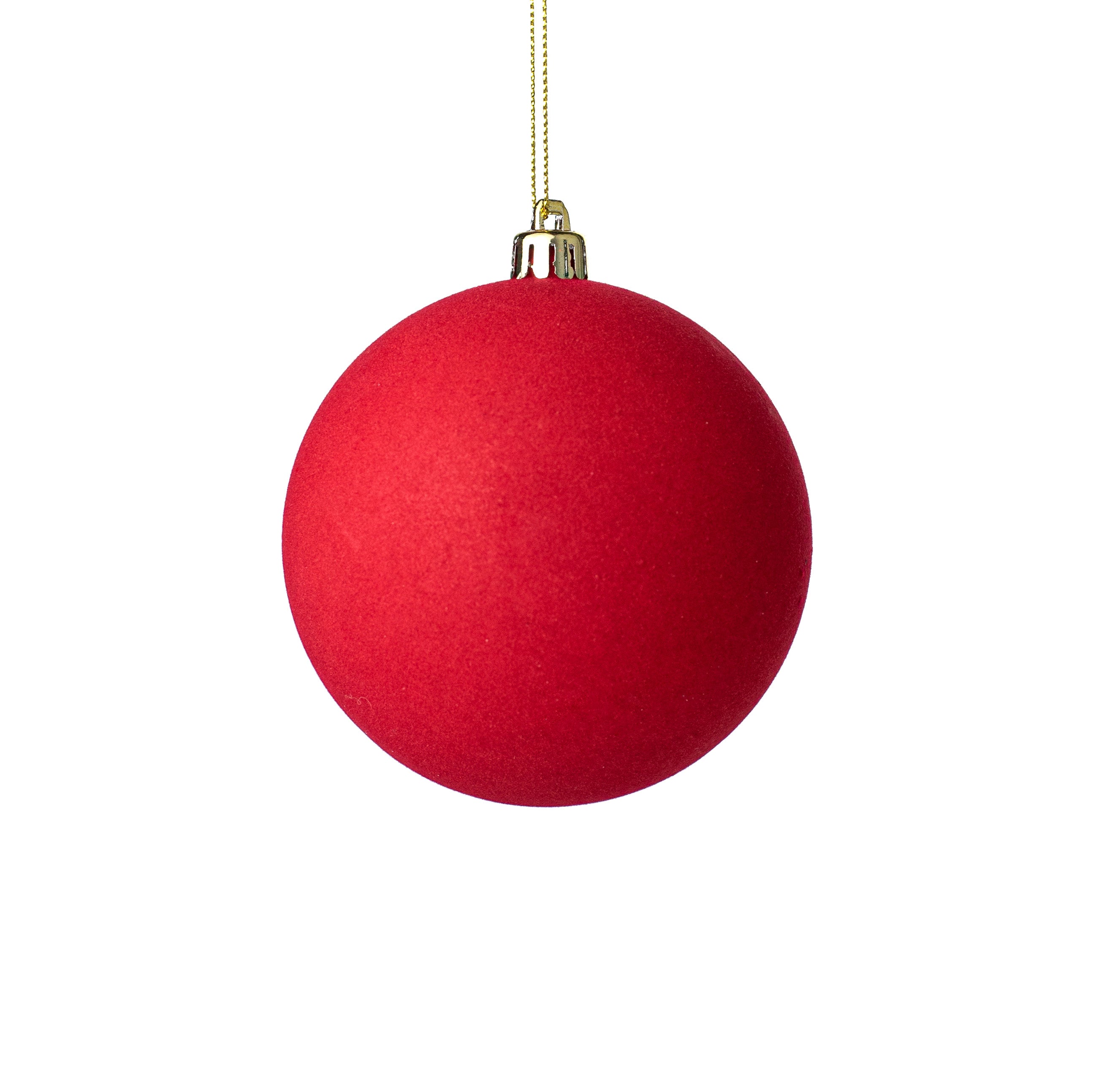 4" Smooth Flocked Ball Ornament: Red
