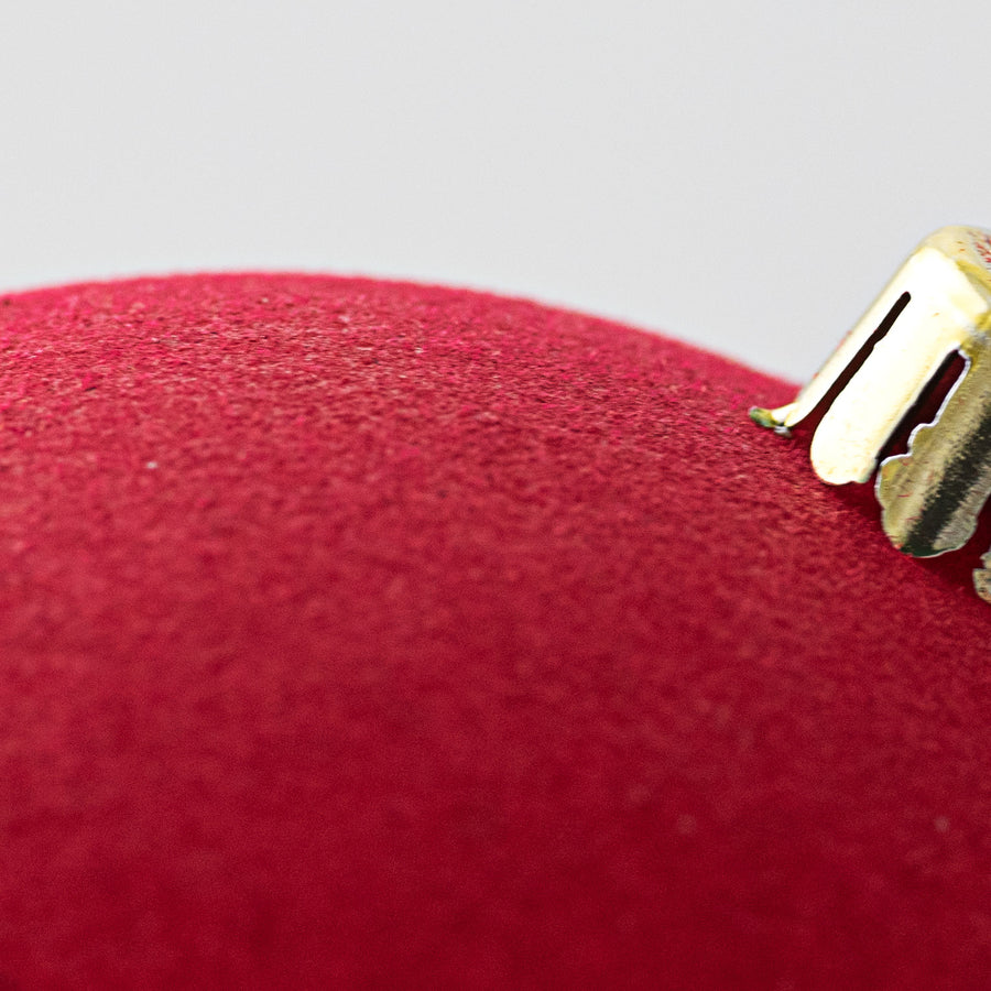 4" Smooth Flocked Ball Ornament: Red