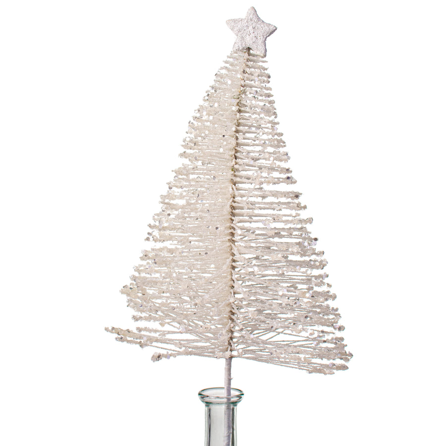 21" Glitter Fishline Tree Pick: White