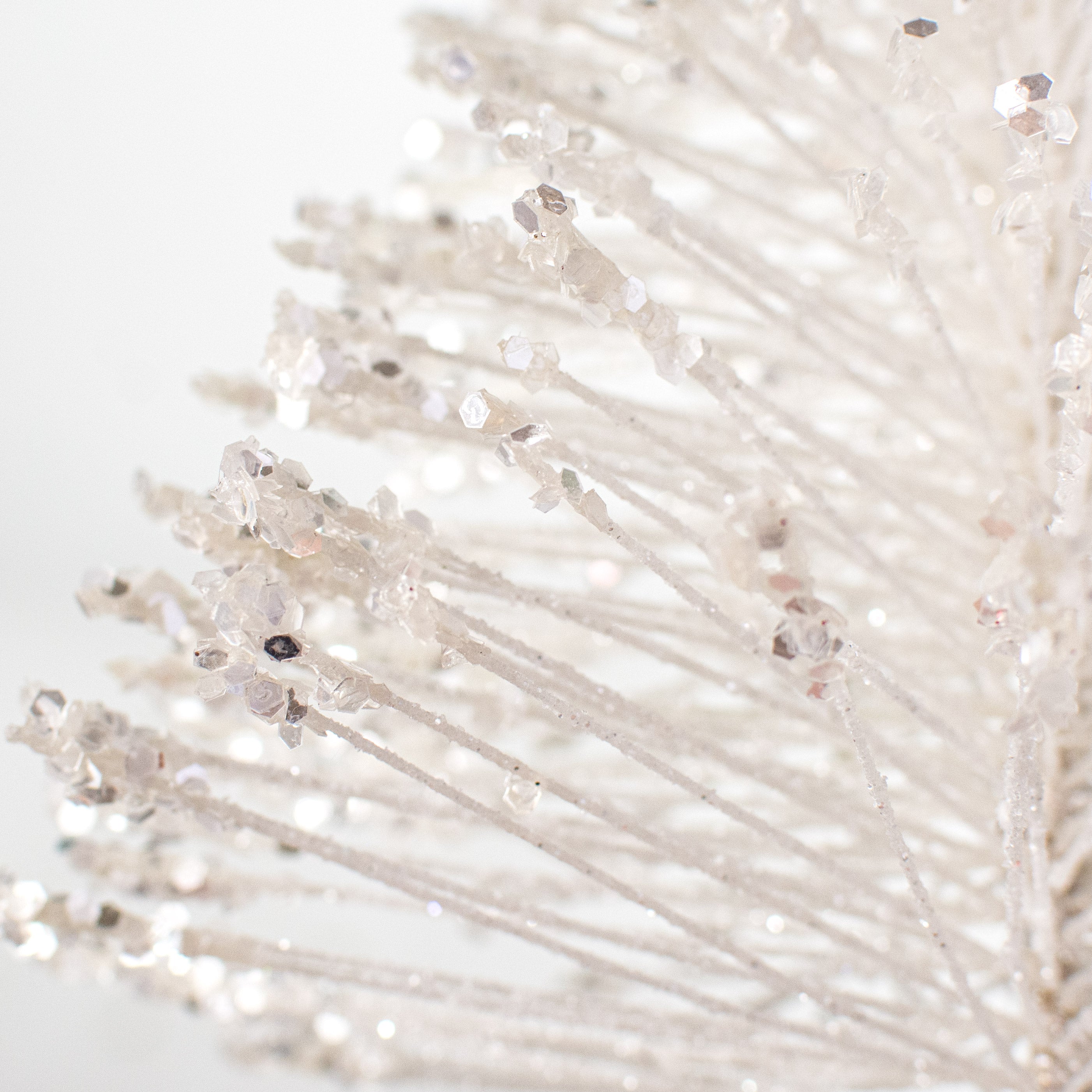 21" Glitter Fishline Tree Pick: White