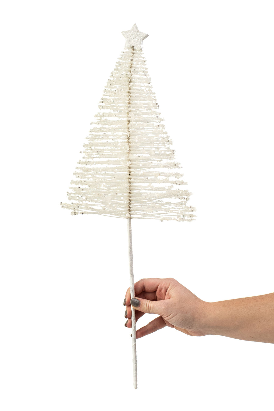 21" Glitter Fishline Tree Pick: White
