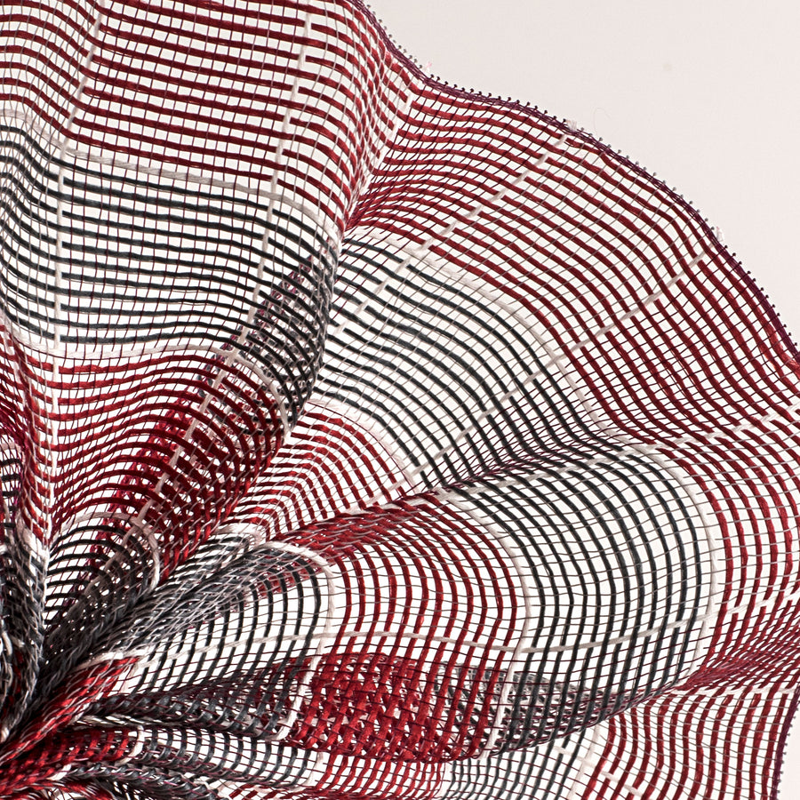 10" Fabric Square Check Mesh: Red, Grey, White