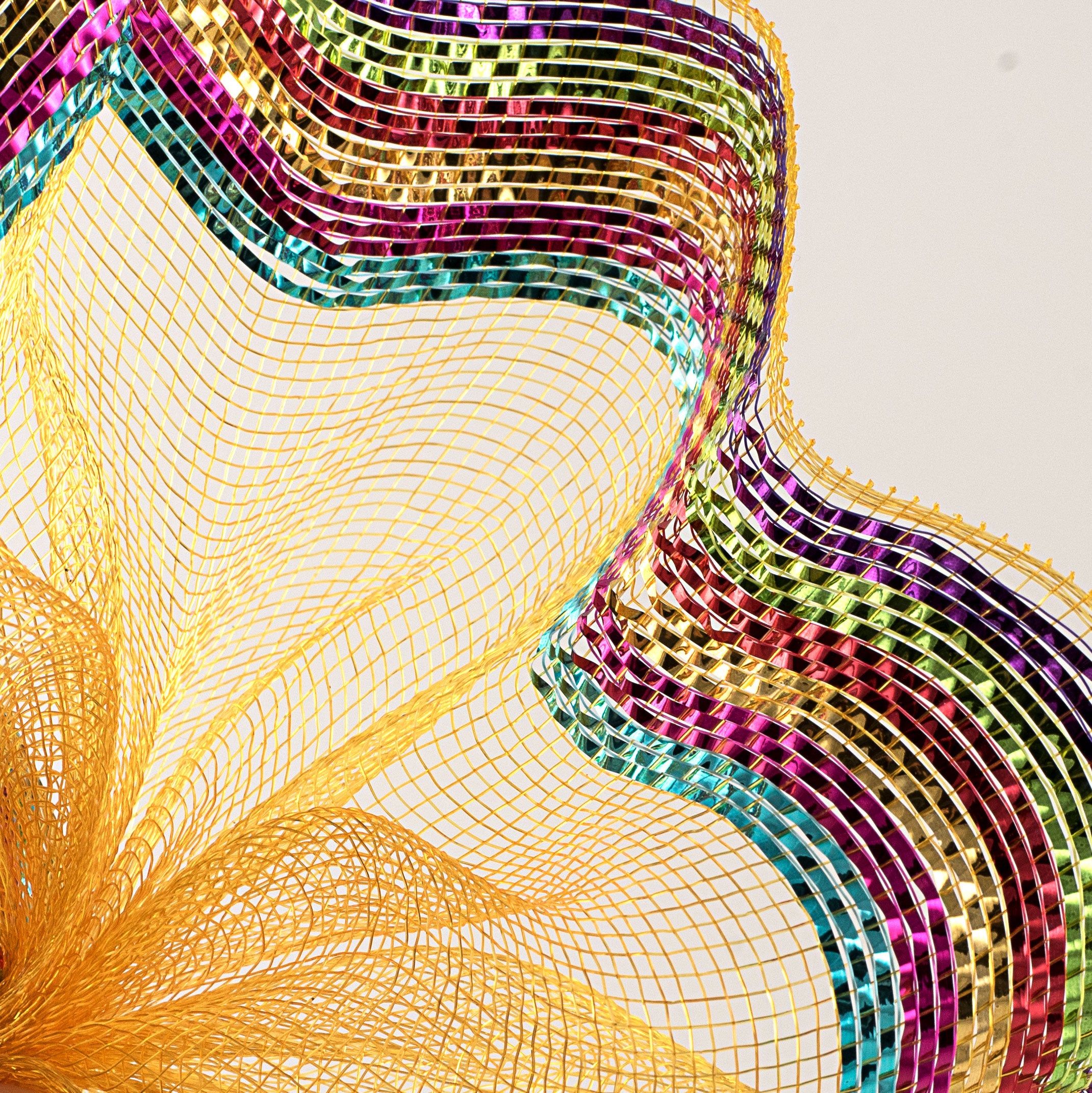 10" Border Stripe Metallic Mesh: Multi Brights