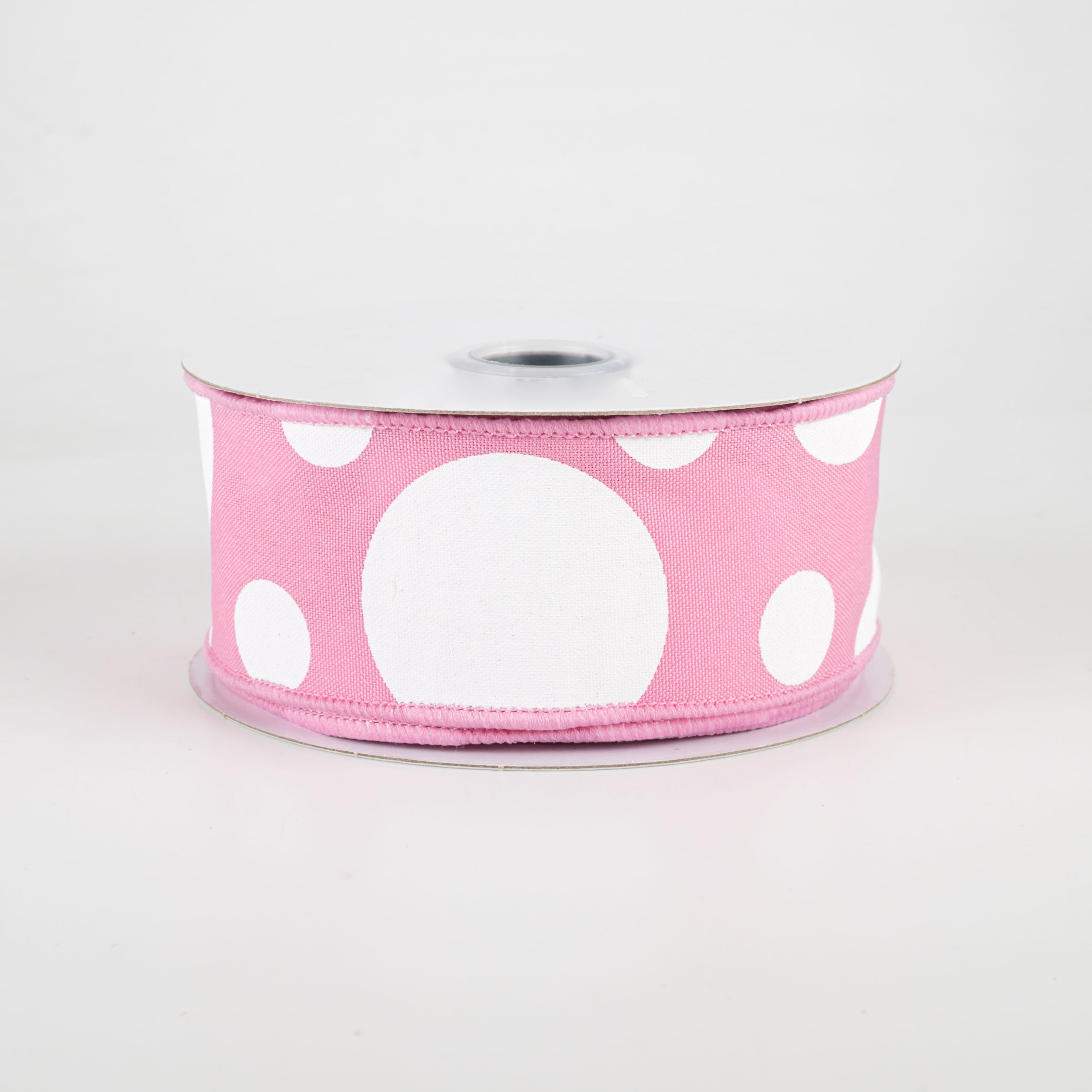 1.5" Giant Three Size Polka Dot Ribbon: Pink & White (10 Yards)