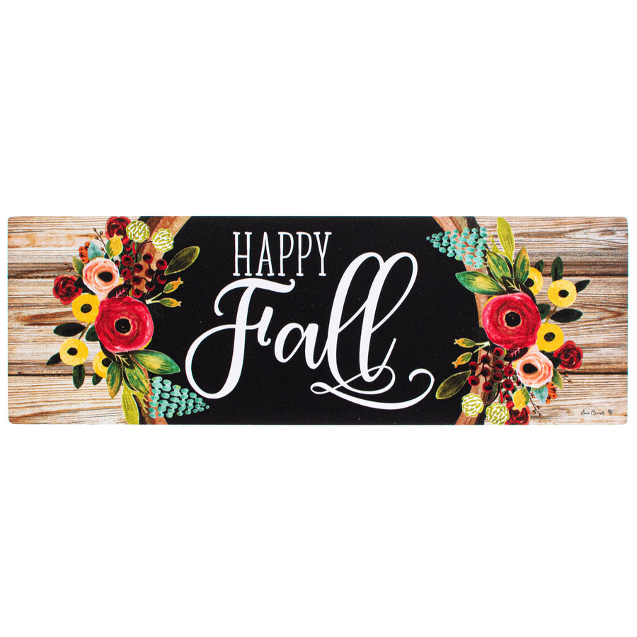 Waterproof Fall Floral Wreath Sign (5" x 15")