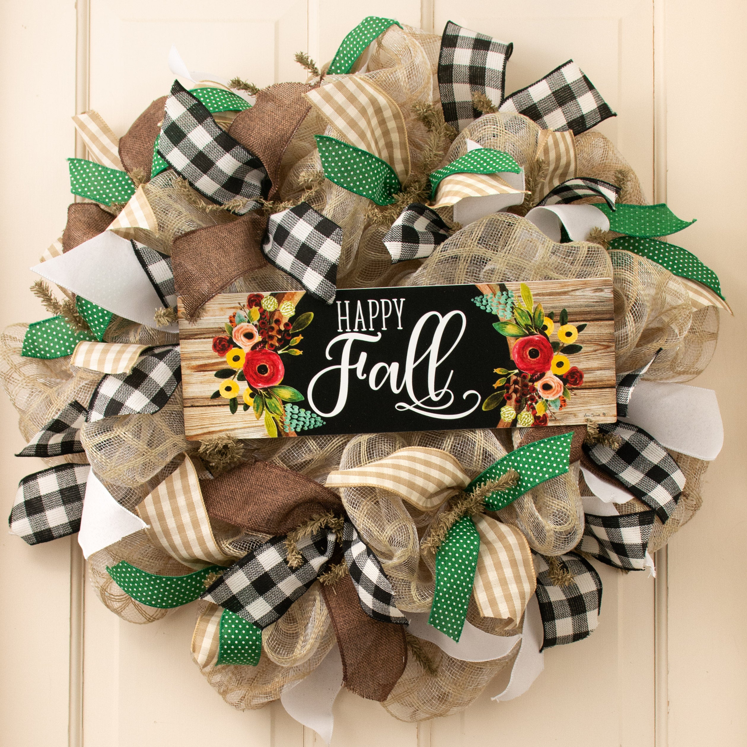 Waterproof Fall Floral Wreath Sign (5" x 15")
