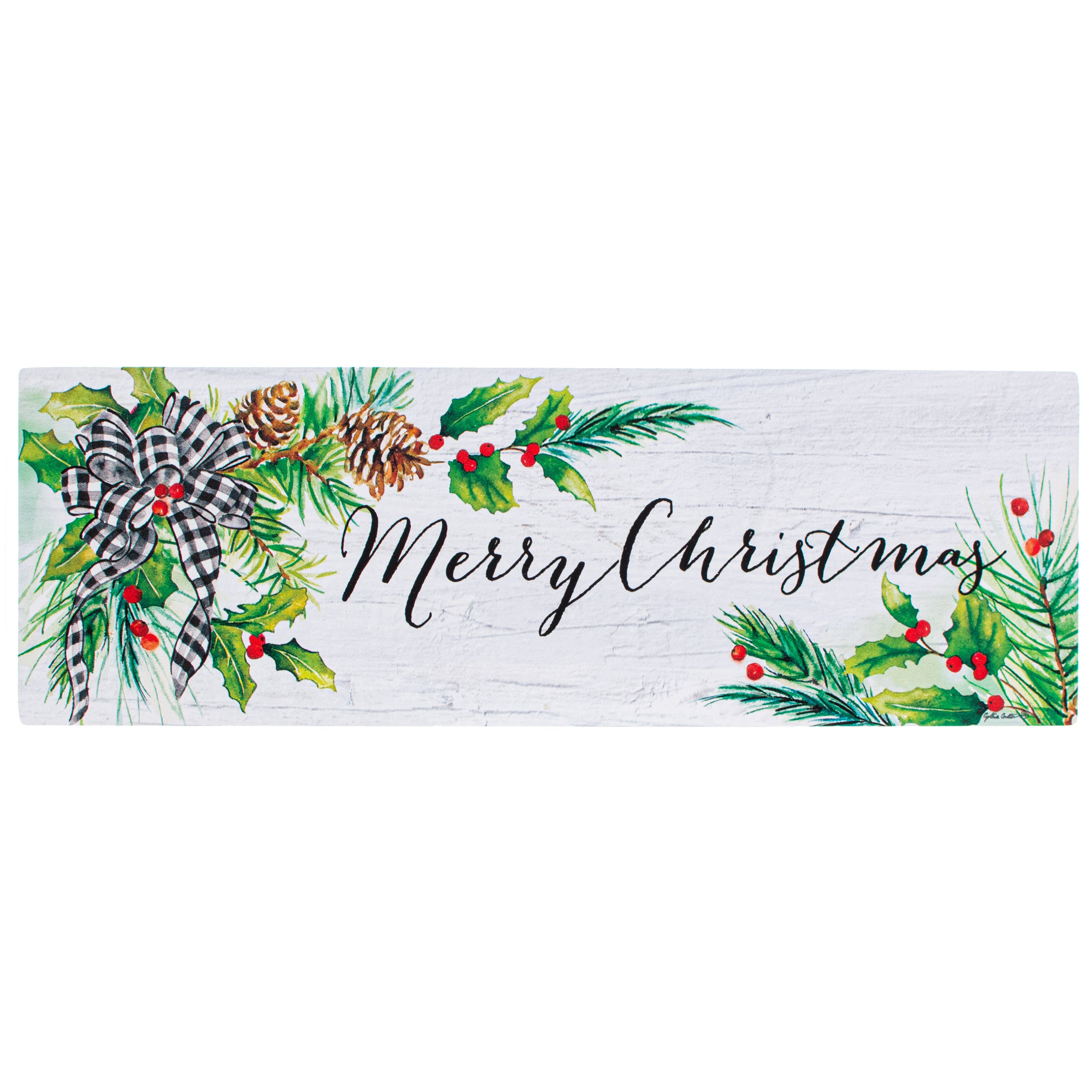 Waterproof Merry Christmas Greenery Sign (5" x 15")