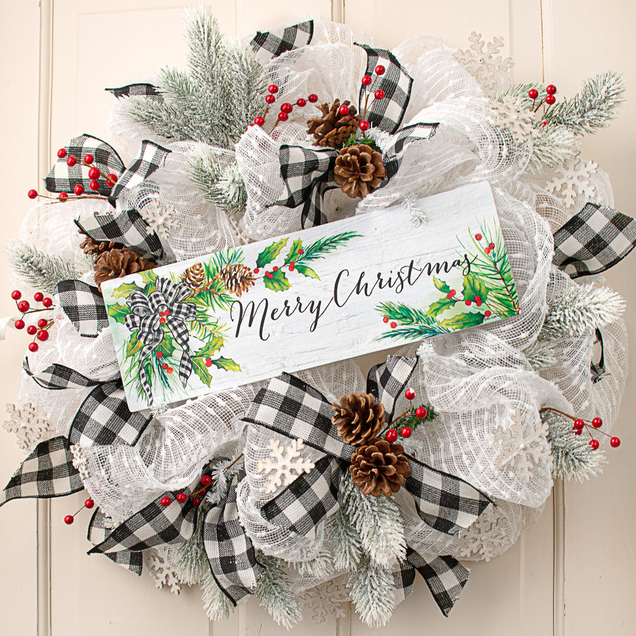 Waterproof Merry Christmas Greenery Sign (5" x 15")