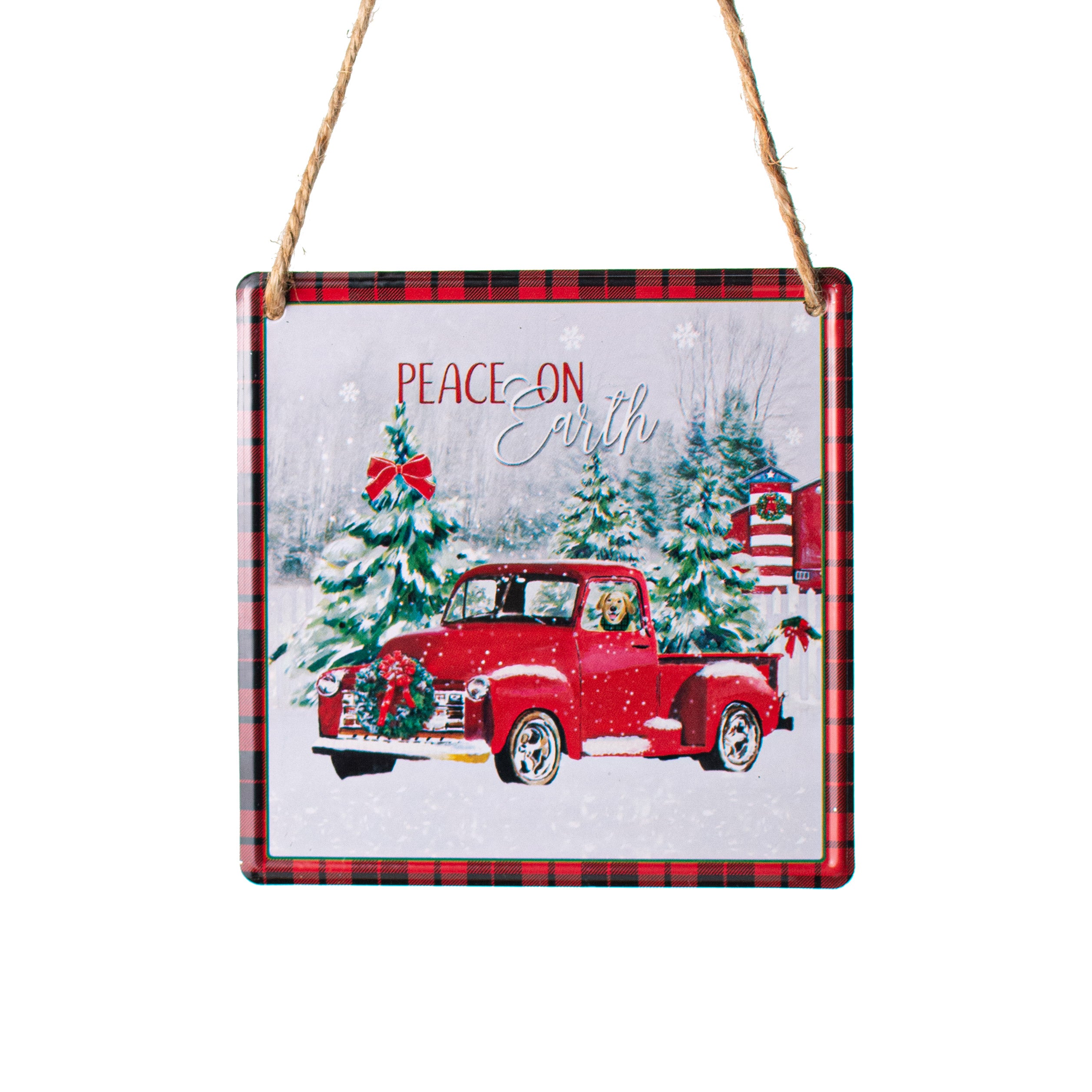 5" Metal Sign: Peace On Earth Old Truck