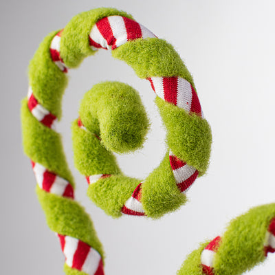 28" Felt Stripe Spiral Curly Spray: Red, White, Green