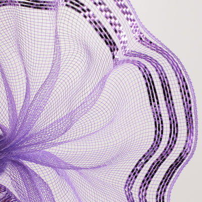 10" Border Stripe Metallic Mesh: Lavender