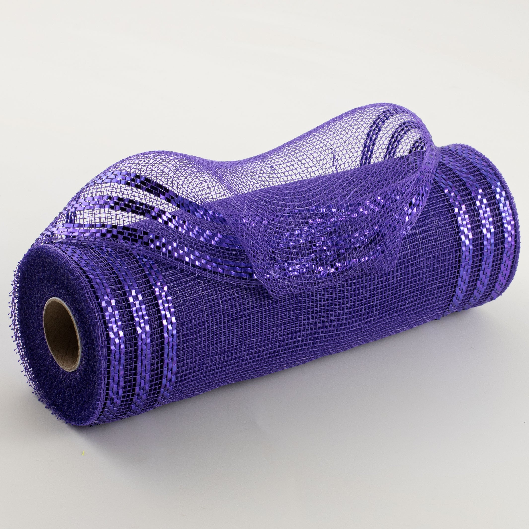 10" Border Stripe Metallic Mesh: Purple