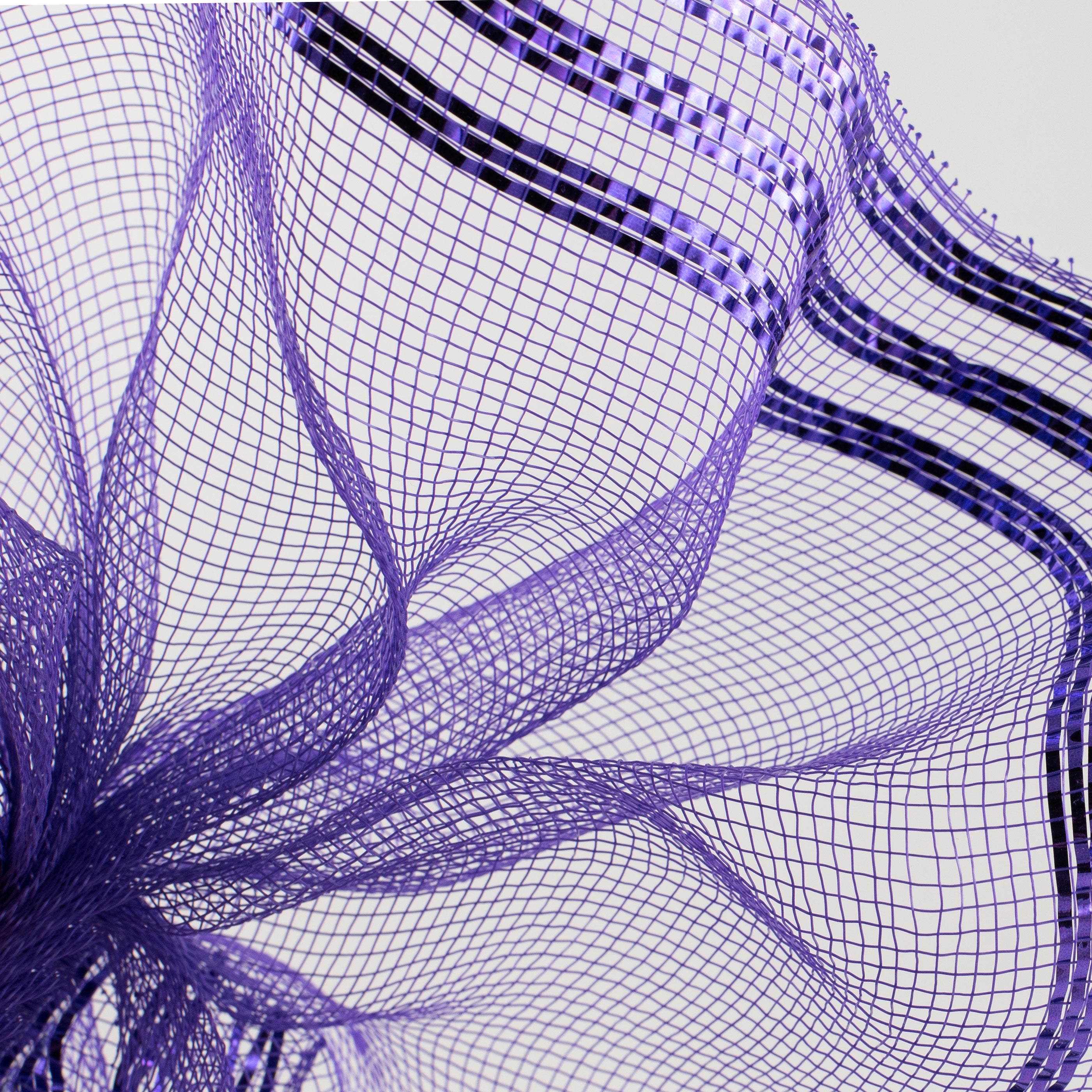 10" Border Stripe Metallic Mesh: Purple