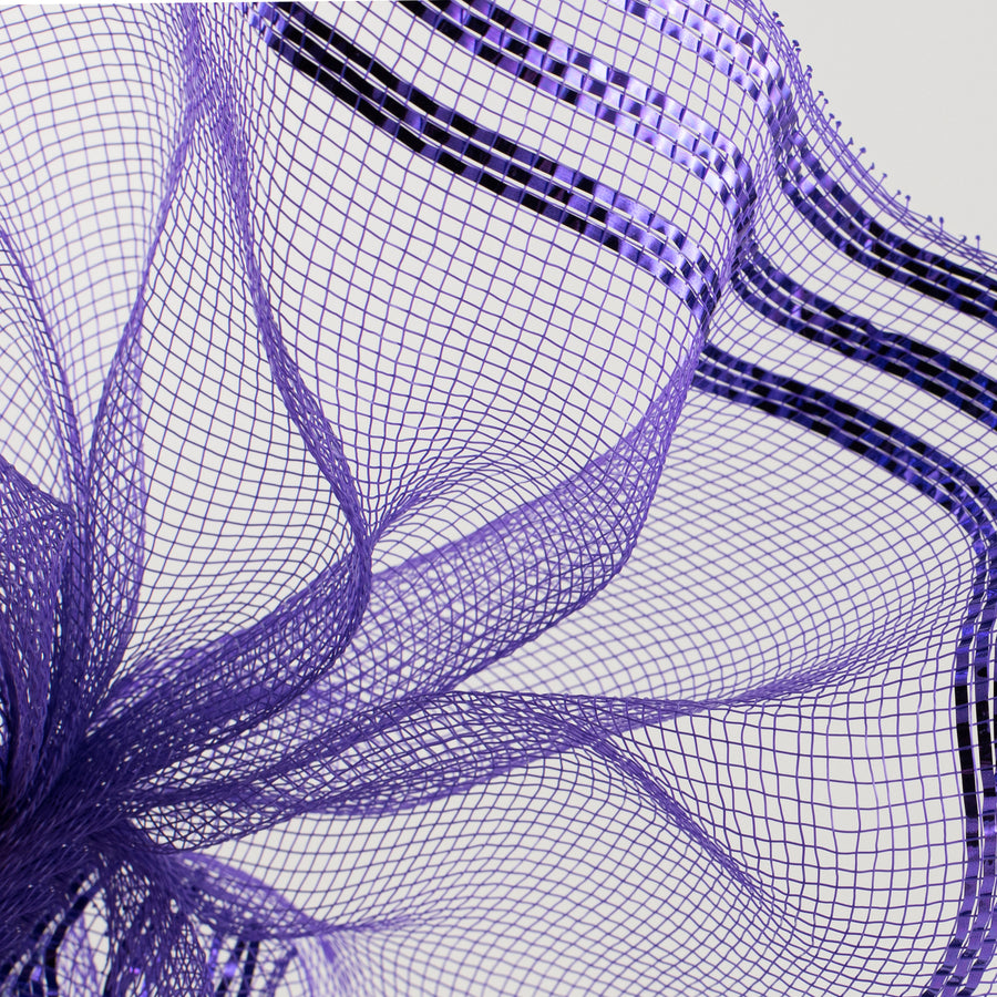 10" Border Stripe Metallic Mesh: Purple