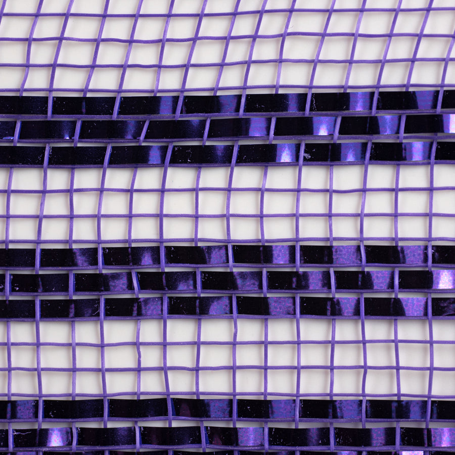10" Border Stripe Metallic Mesh: Purple