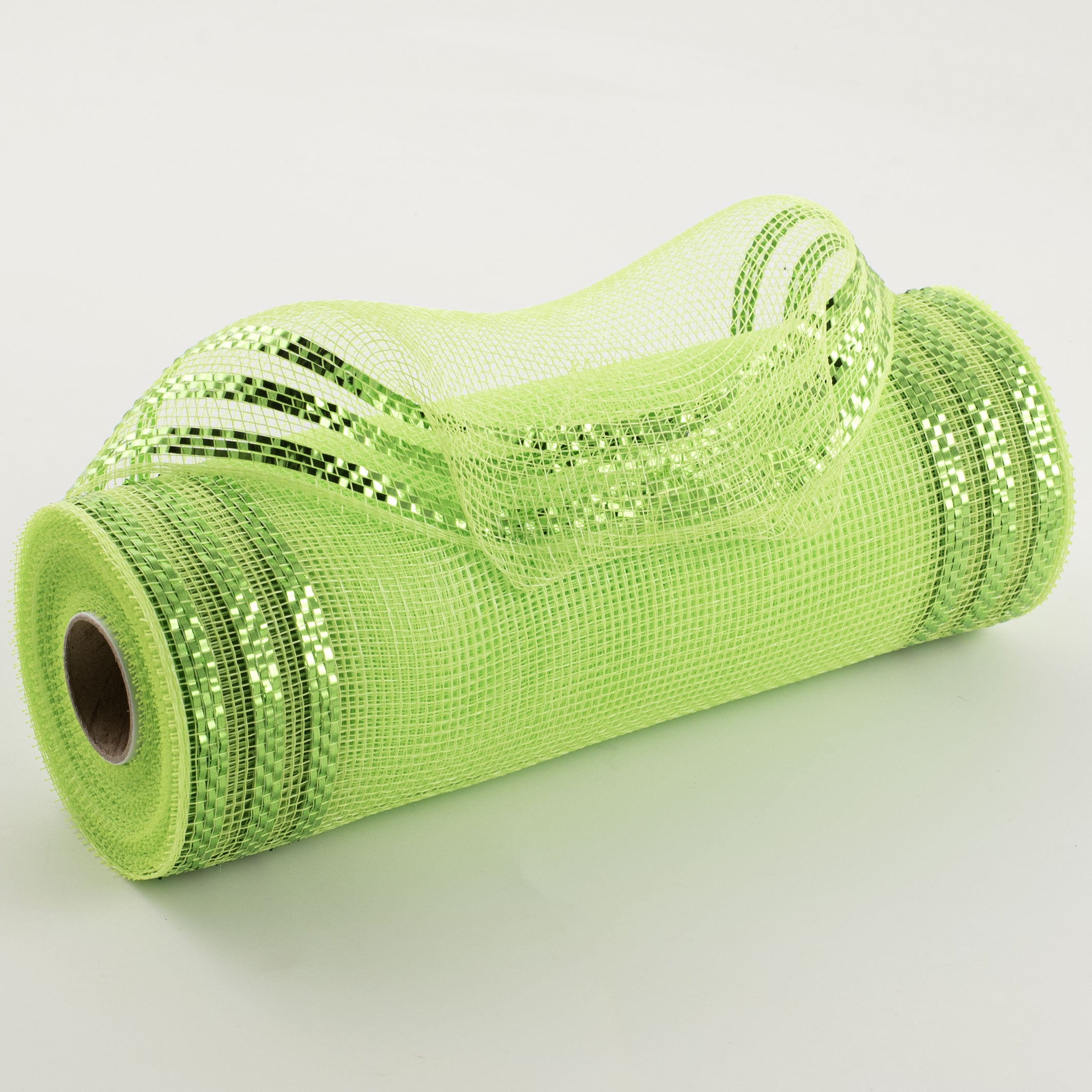 10" Border Stripe Metallic Mesh: Apple & Lime Green