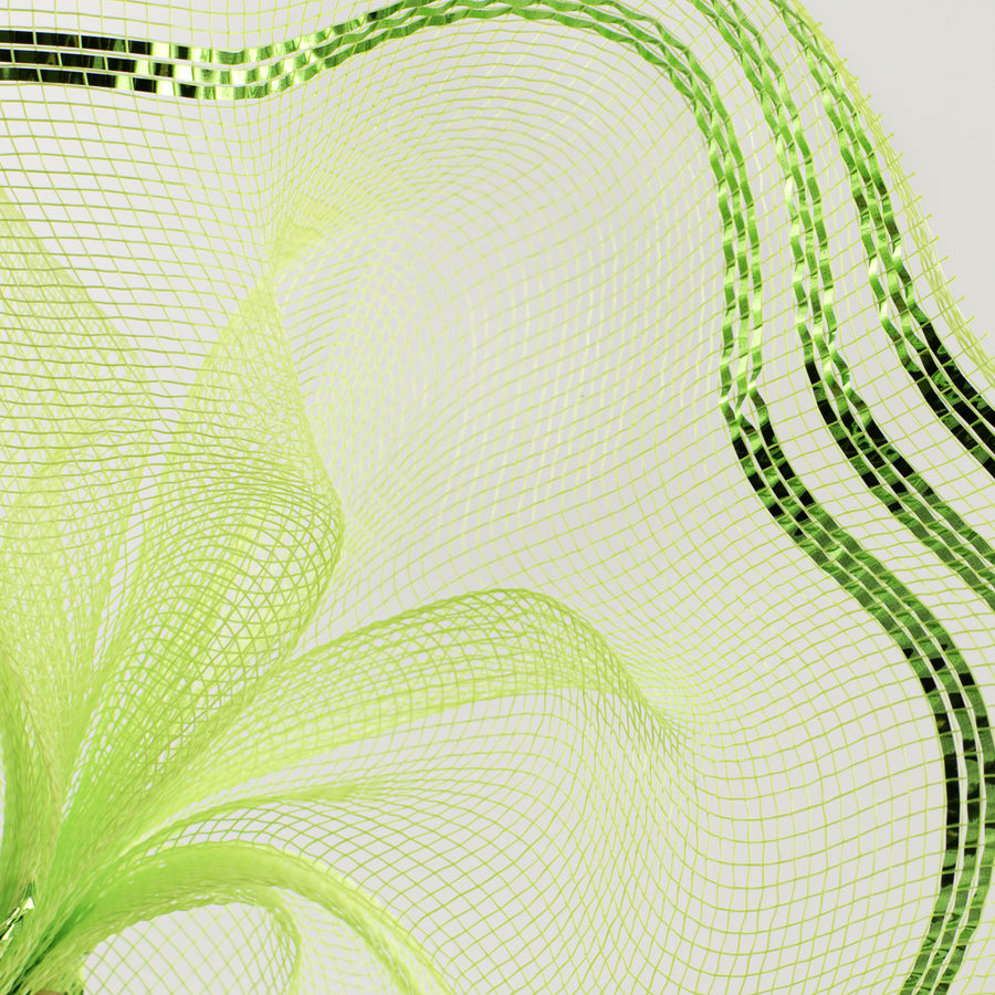 10" Border Stripe Metallic Mesh: Apple & Lime Green