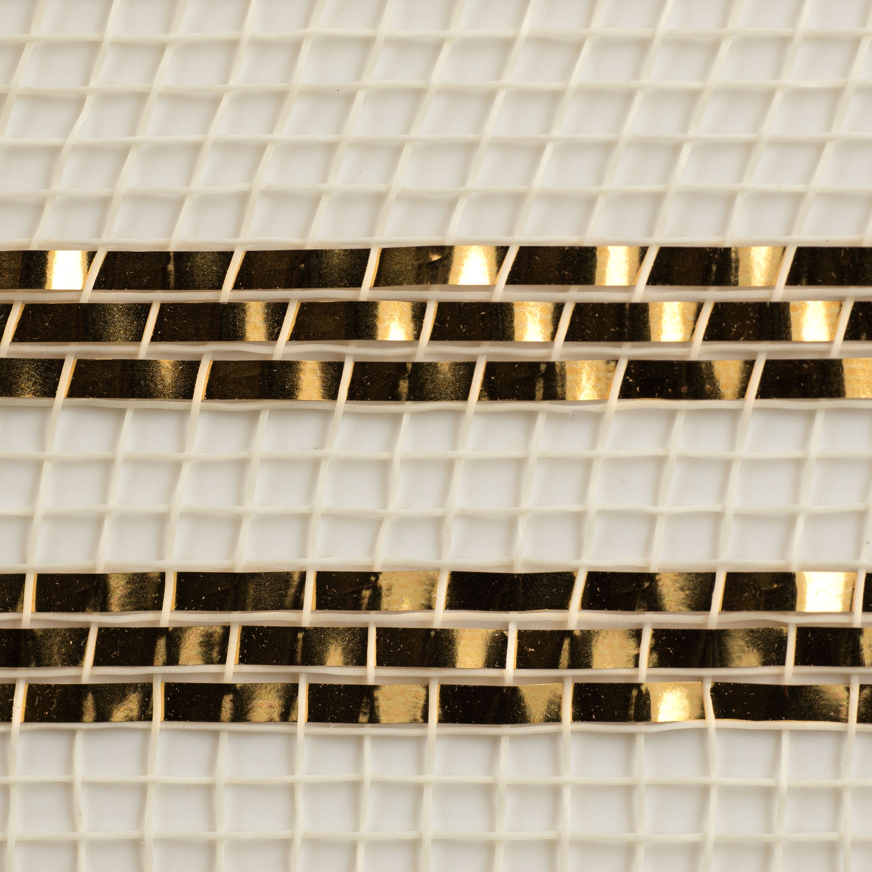 10" Border Stripe Metallic Mesh: Cream & Gold