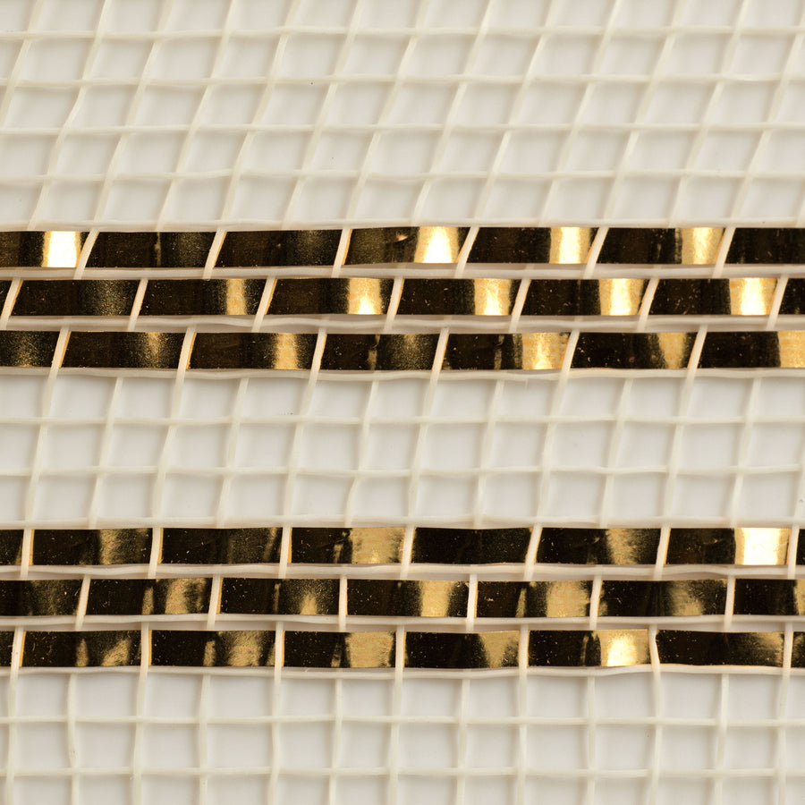 10" Border Stripe Metallic Mesh: Cream & Gold