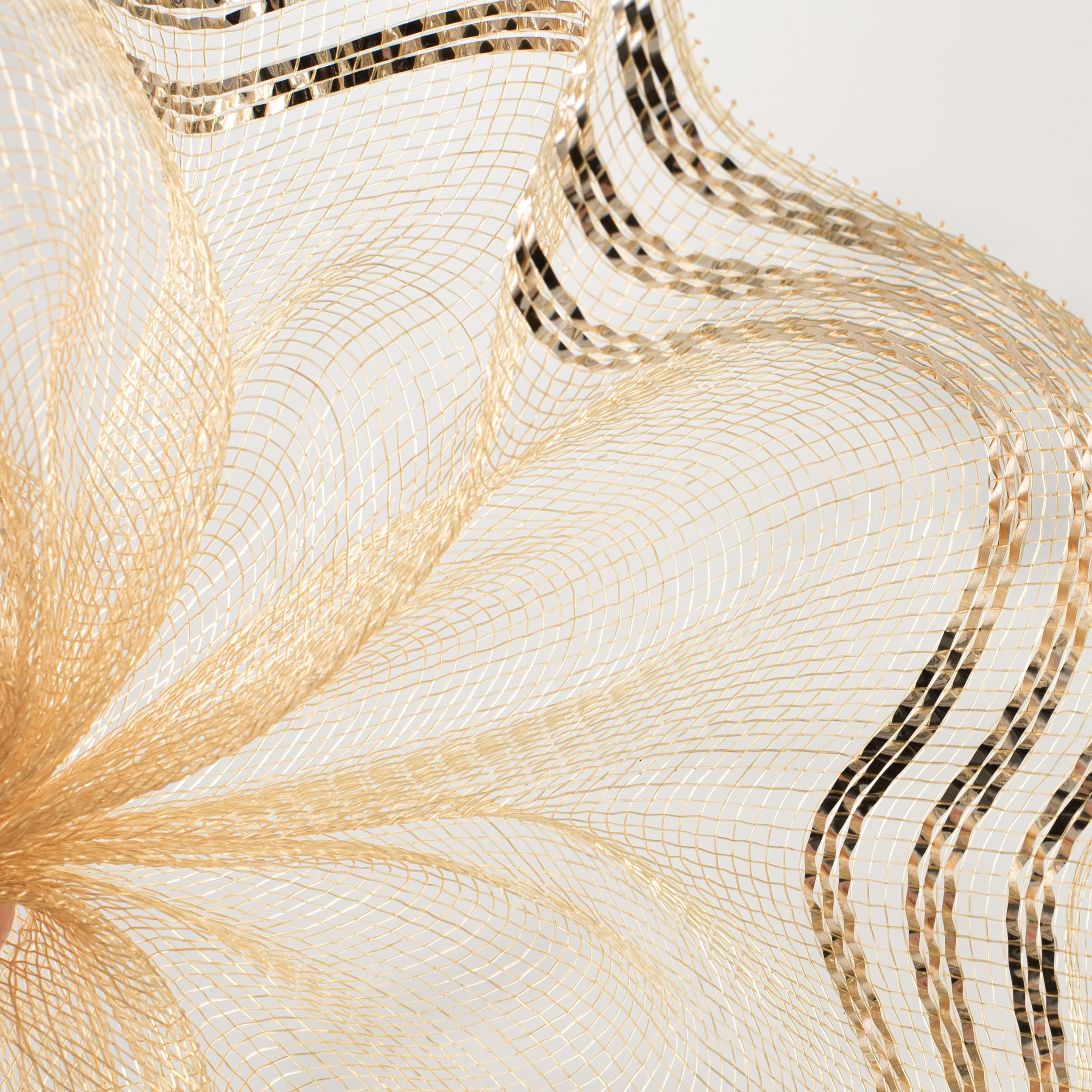 10" Border Stripe Metallic Mesh: Champagne