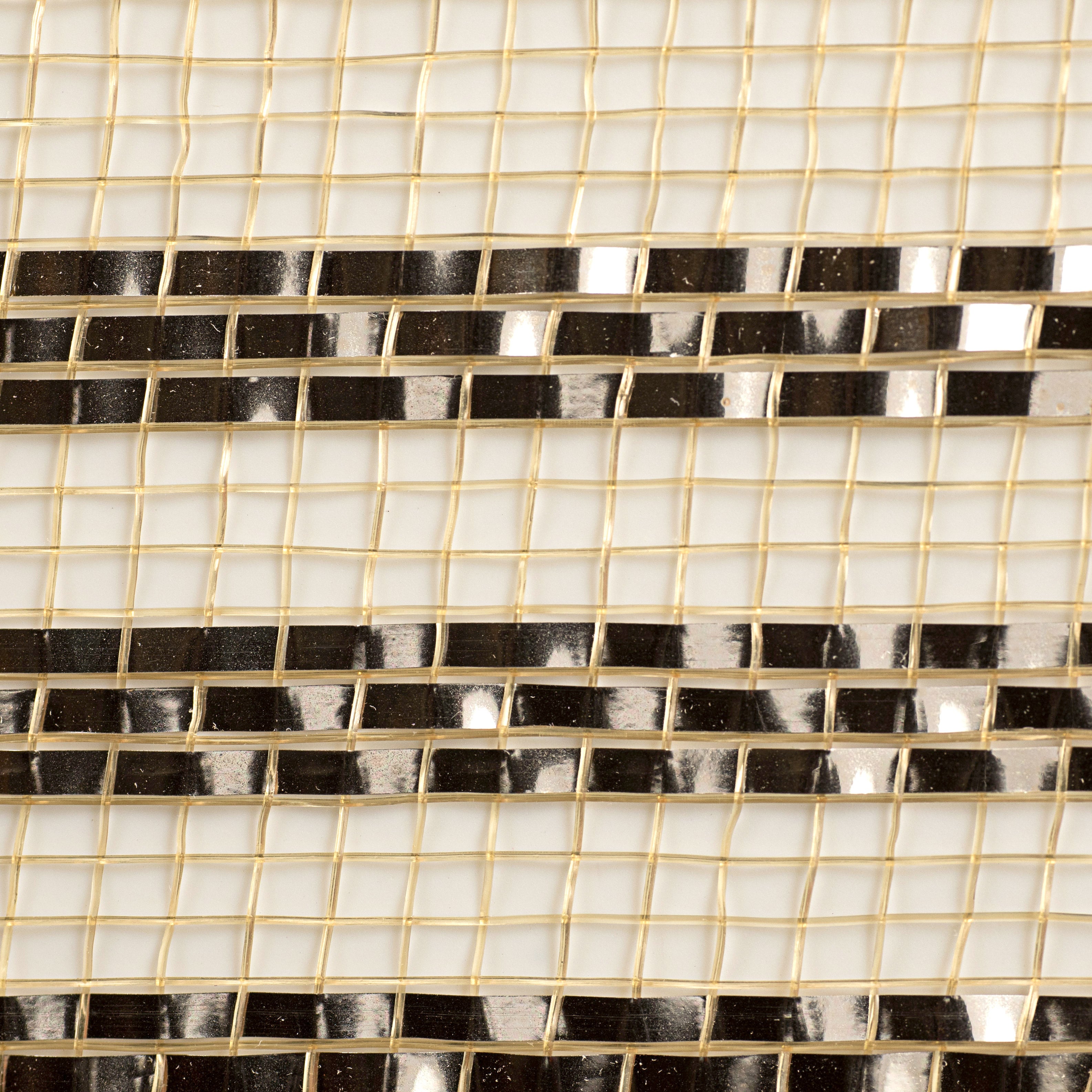 10" Border Stripe Metallic Mesh: Champagne