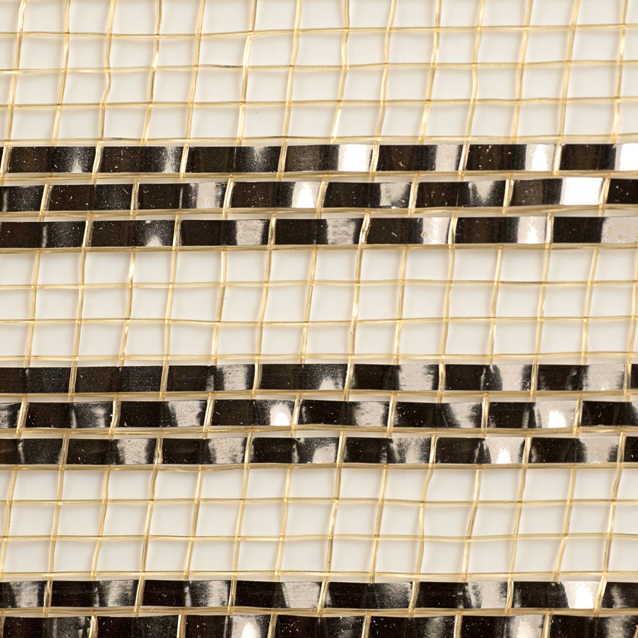 10" Border Stripe Metallic Mesh: Champagne