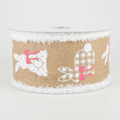 2.5" Bunnies Fuzzy Edge Ribbon: Light Beige (10 Yards)
