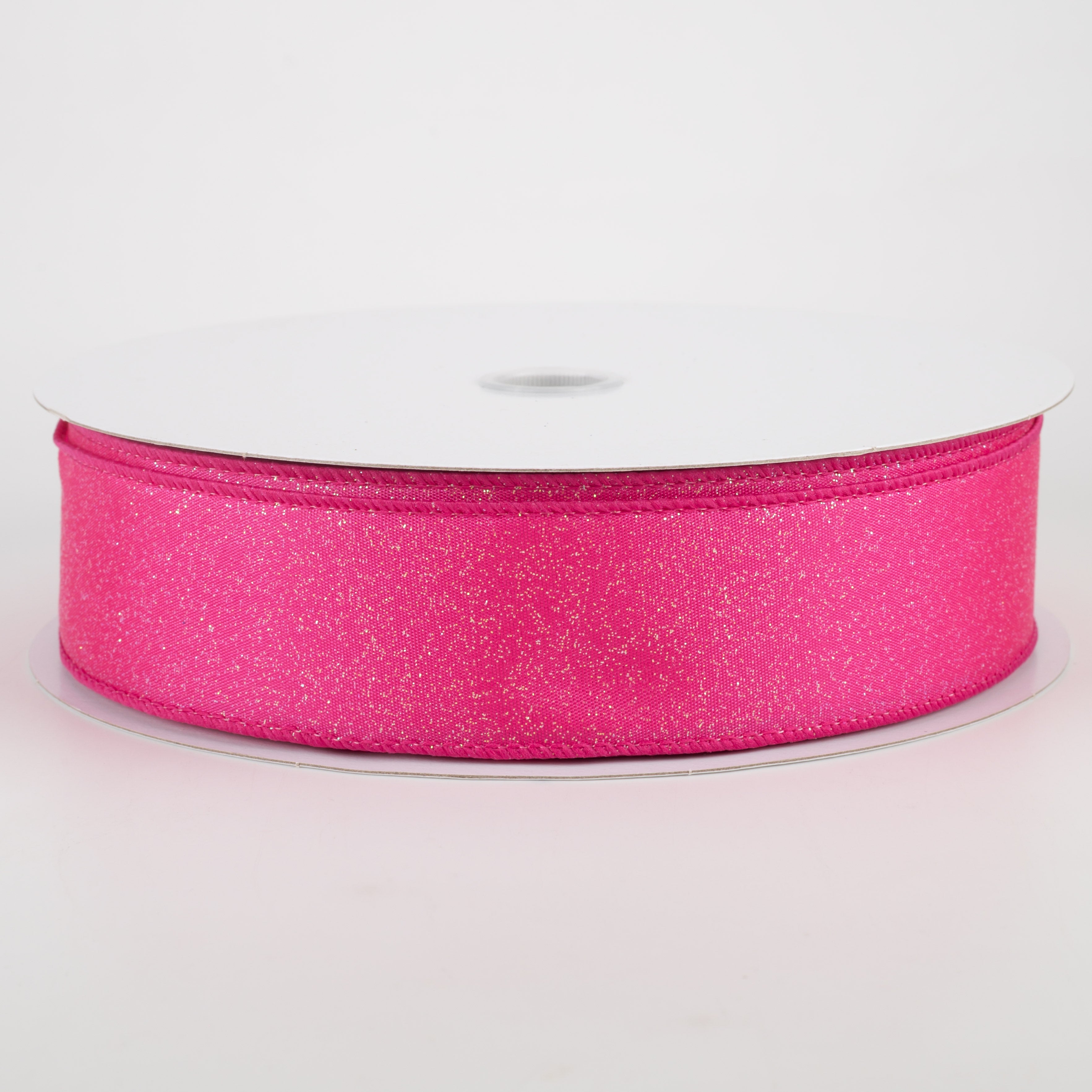 1.5" Iridescent Glitter Misted Satin Ribbon: Fuchsia Pink (50 Yards)